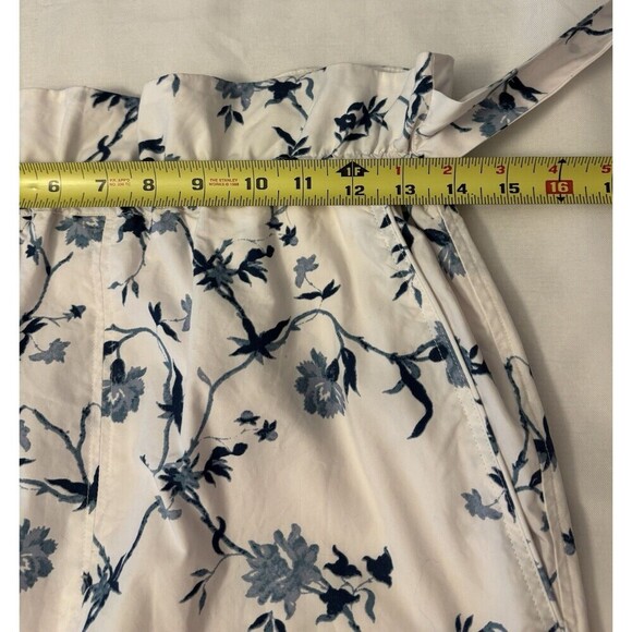 ARITZIA WILFRED Le Fou Maryvonne Skirt Med Tie Front Paper Bag White Blue Floral - Picture 12 of 13